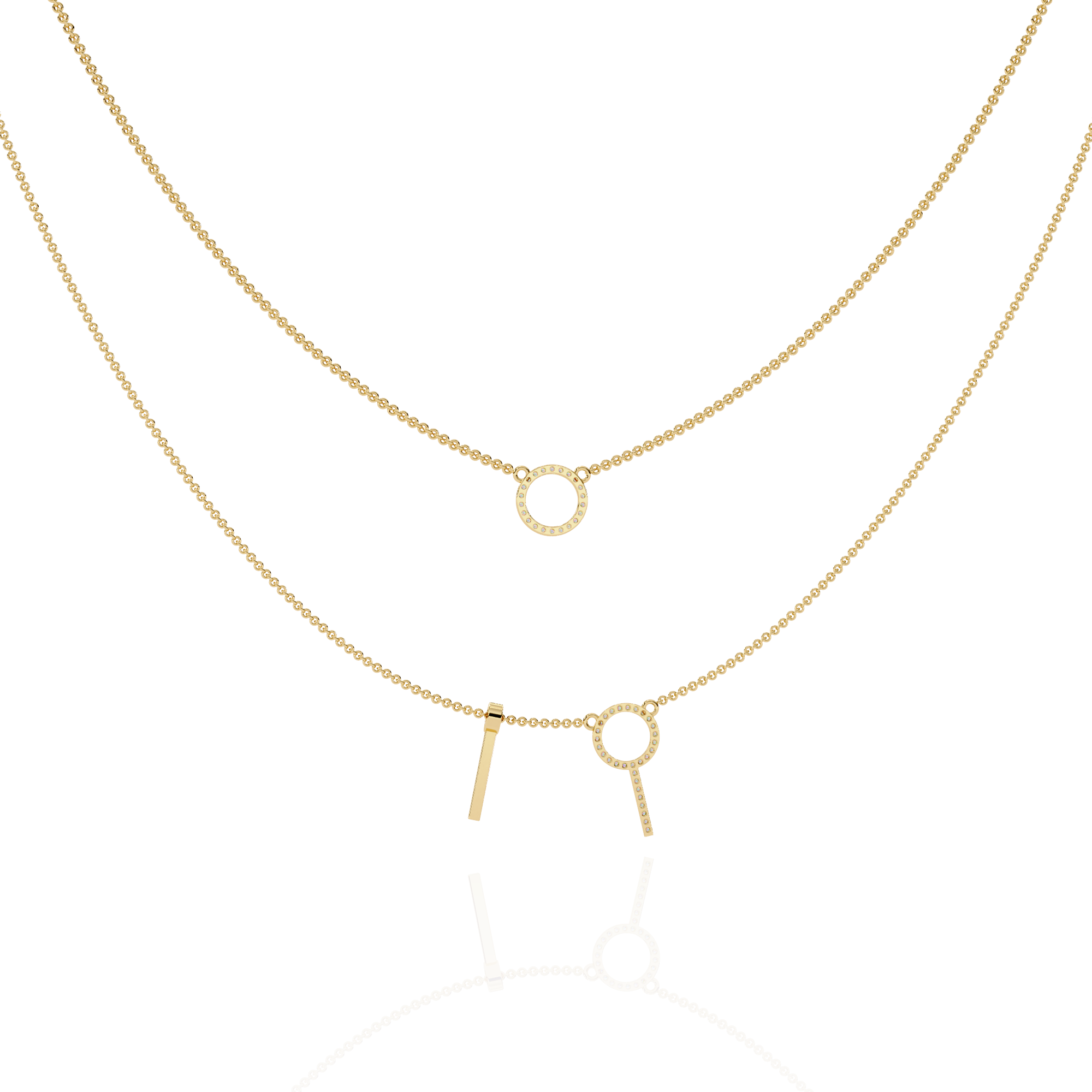 Solitairekart 0.29ct Natural Diamond Orbit and Bar Layered Necklace-HI Color, VS-SI Clarity